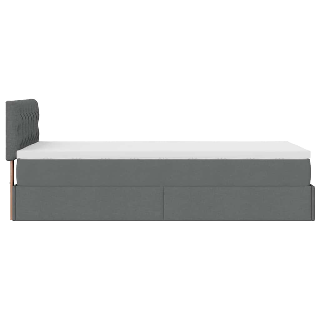 Pouf Letto con Materasso Grigio Scuro 90x200 cm in Tessuto