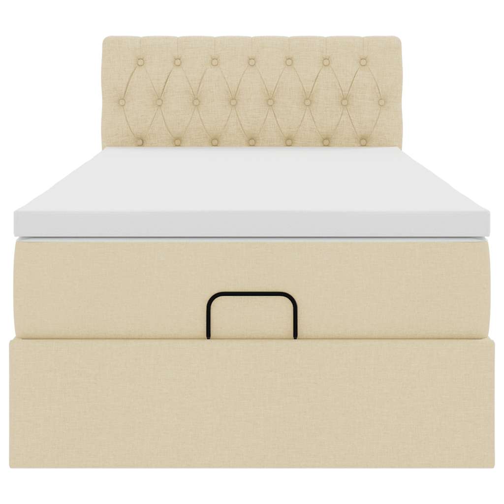Pouf Letto con Materasso Crema 90x200 cm in Tessuto