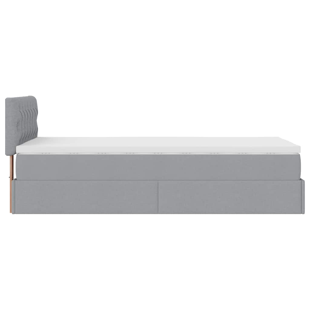 Pouf Letto con Materasso Grigio Chiaro 100x200 cm in Tessuto