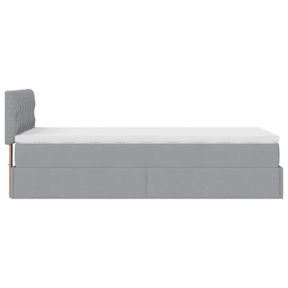 Pouf Letto con Materasso Grigio Chiaro 100x200 cm in Tessuto