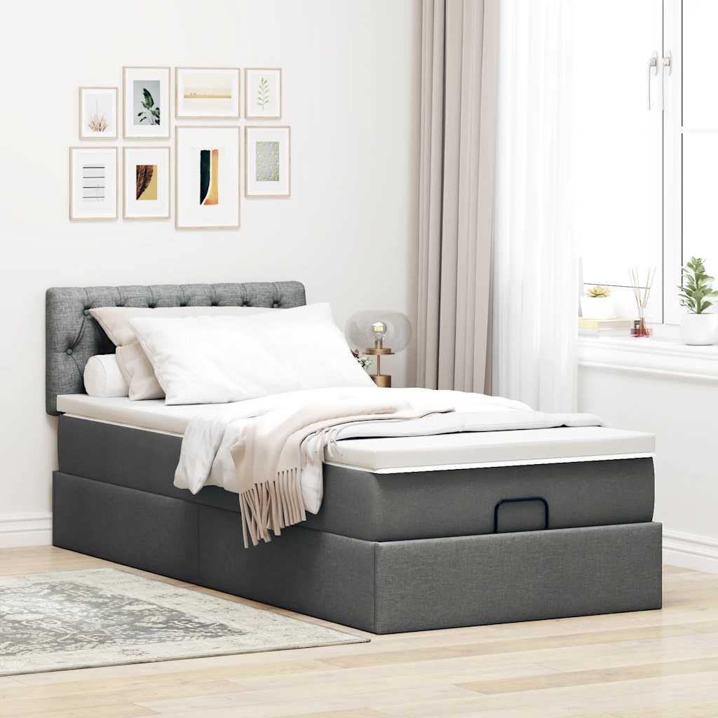 Struttura Letto Pouf con Materasso 100x200 cm in Tessuto