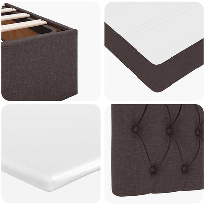 Pouf Letto con Materasso Marrone Scuro 100x200 cm in Tessuto