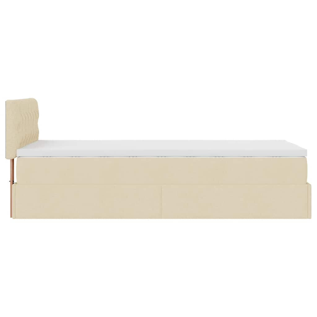 Pouf Letto con Materasso Crema 100x200 cm in Tessuto