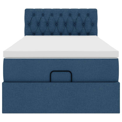 Pouf Letto con Materasso Blu 100x200 cm in Tessuto