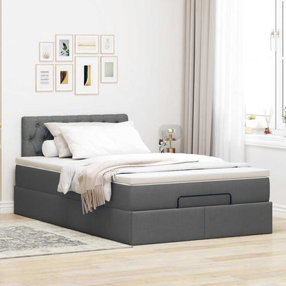 Pouf Letto con Materasso Grigio Scuro 120x190 cm in Tessuto