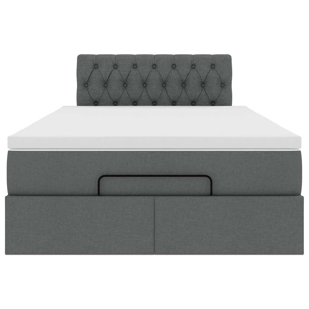 Pouf Letto con Materasso Grigio Scuro 120x190 cm in Tessuto