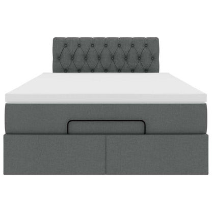 Pouf Letto con Materasso Grigio Scuro 120x190 cm in Tessuto
