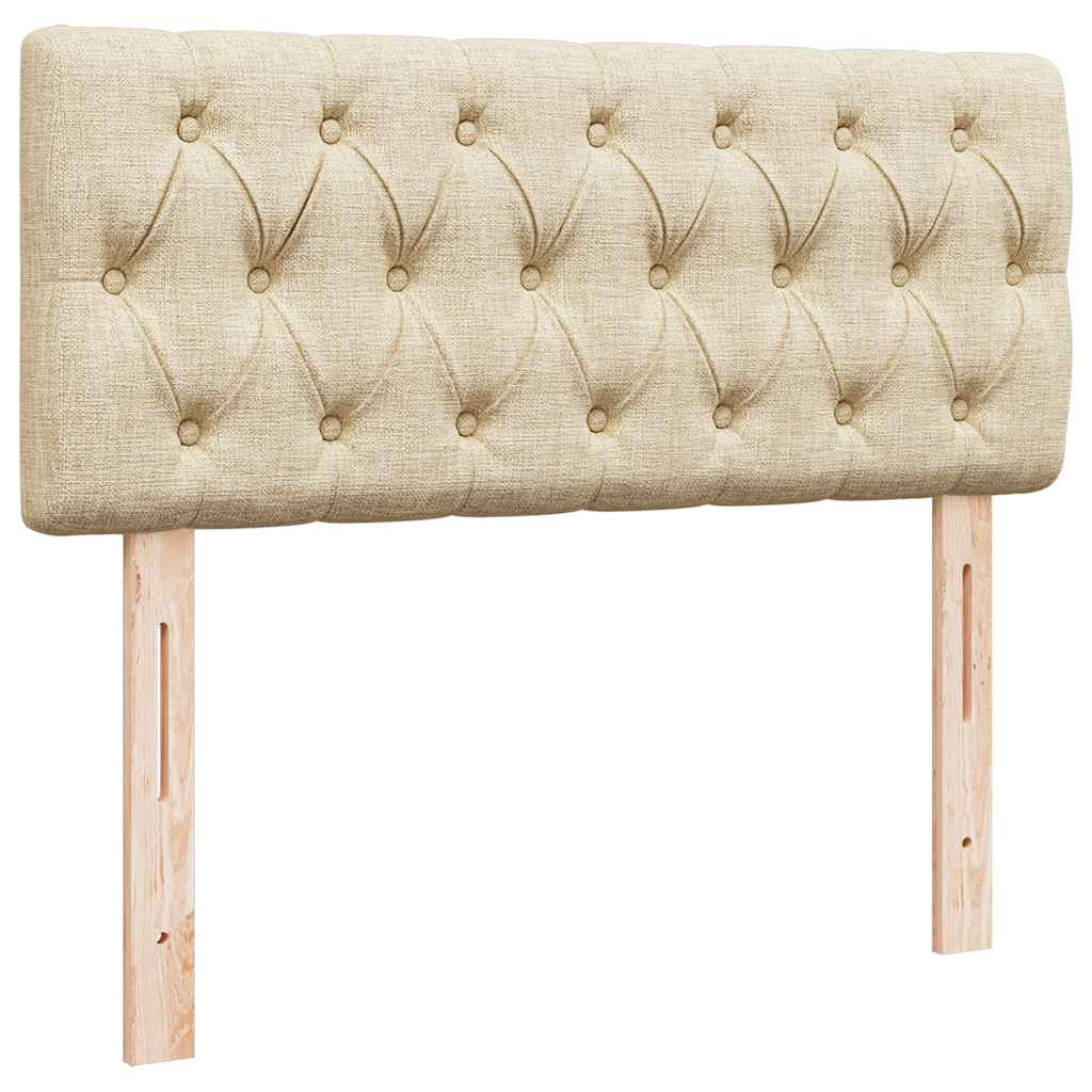 Struttura Letto Pouf con Materasso Crema 120x190 cm in Tessuto