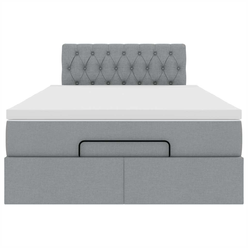Pouf Letto con Materasso Grigio Chiaro 120x200 cm in Tessuto
