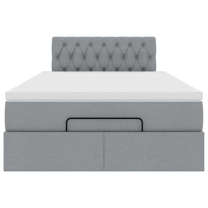 Pouf Letto con Materasso Grigio Chiaro 120x200 cm in Tessuto