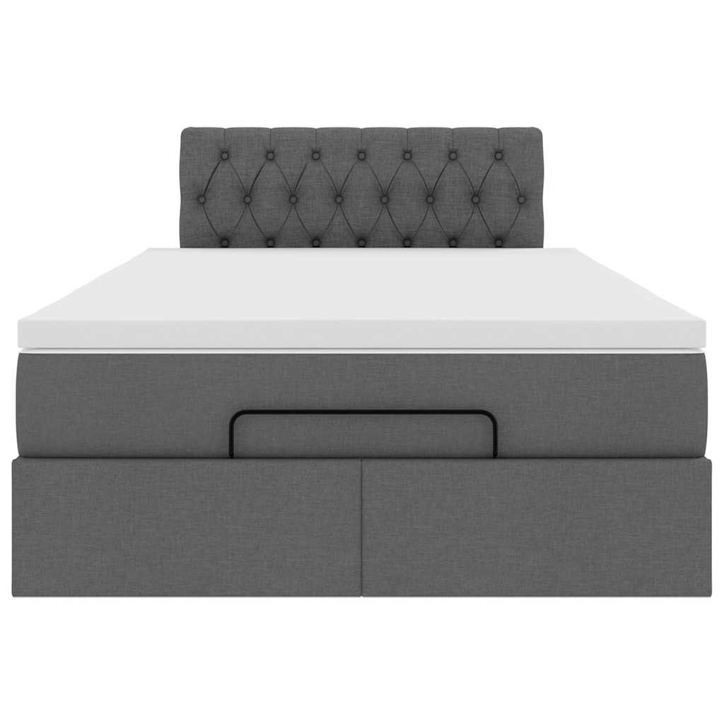 Pouf Letto con Materasso Grigio Scuro 120x200 cm in Tessuto