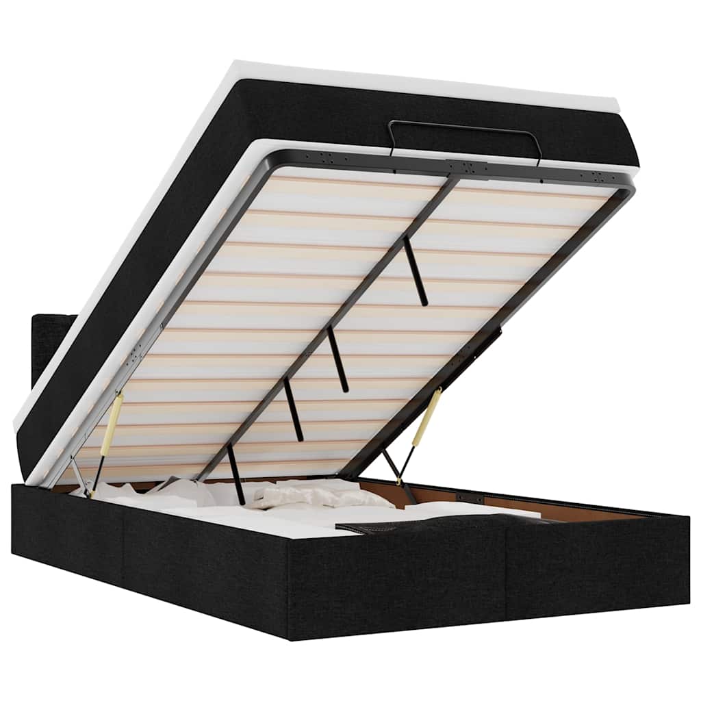 Pouf Letto con Materasso Nero 120x200 cm in Tessuto - homemem39