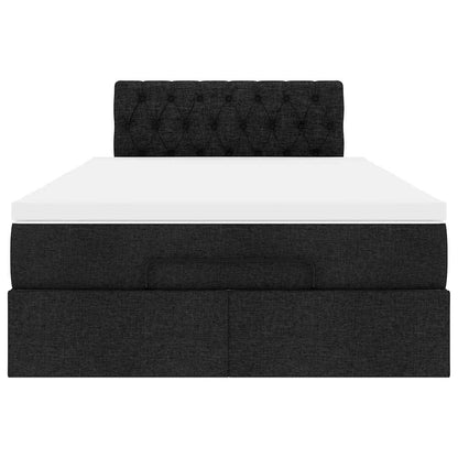 Pouf Letto con Materasso Nero 120x200 cm in Tessuto - homemem39