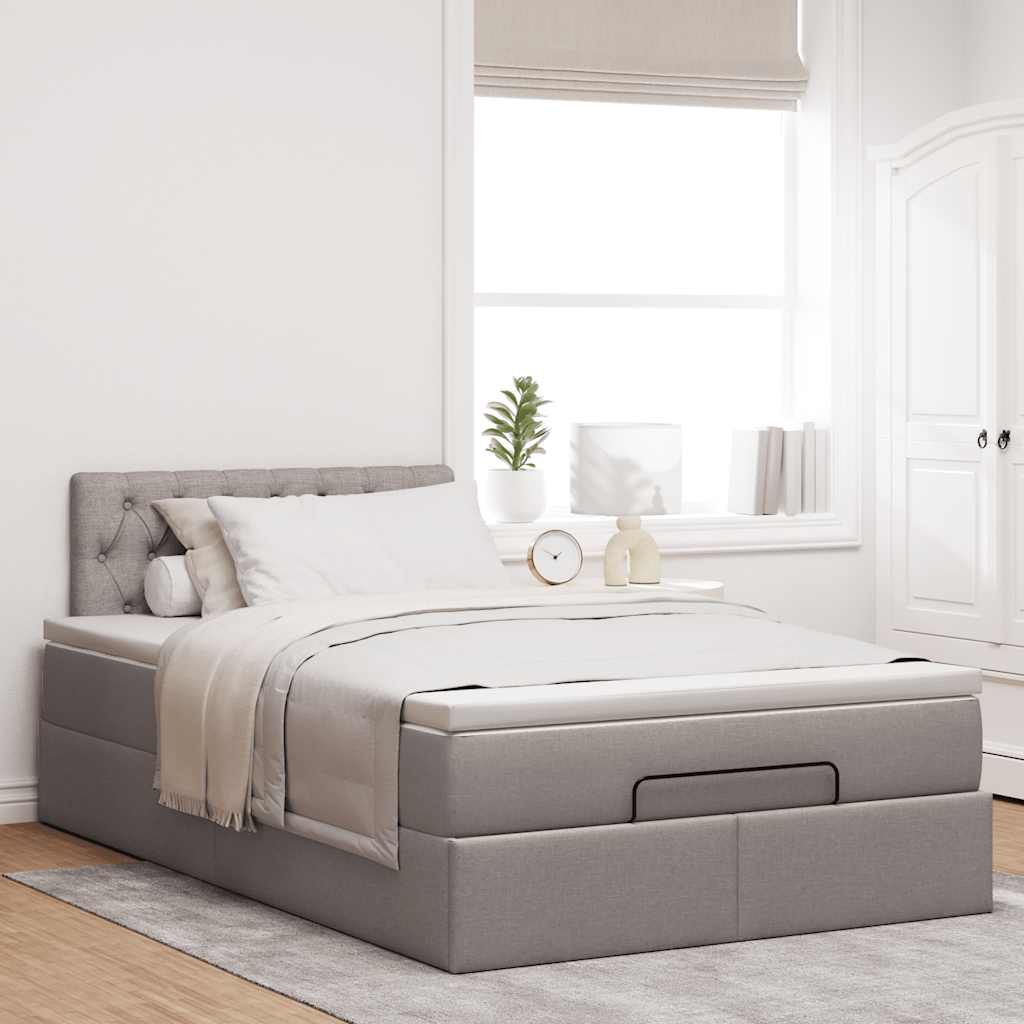 Struttura Letto Pouf con Materasso Tortora 120x200cm in Tessuto | homemem39