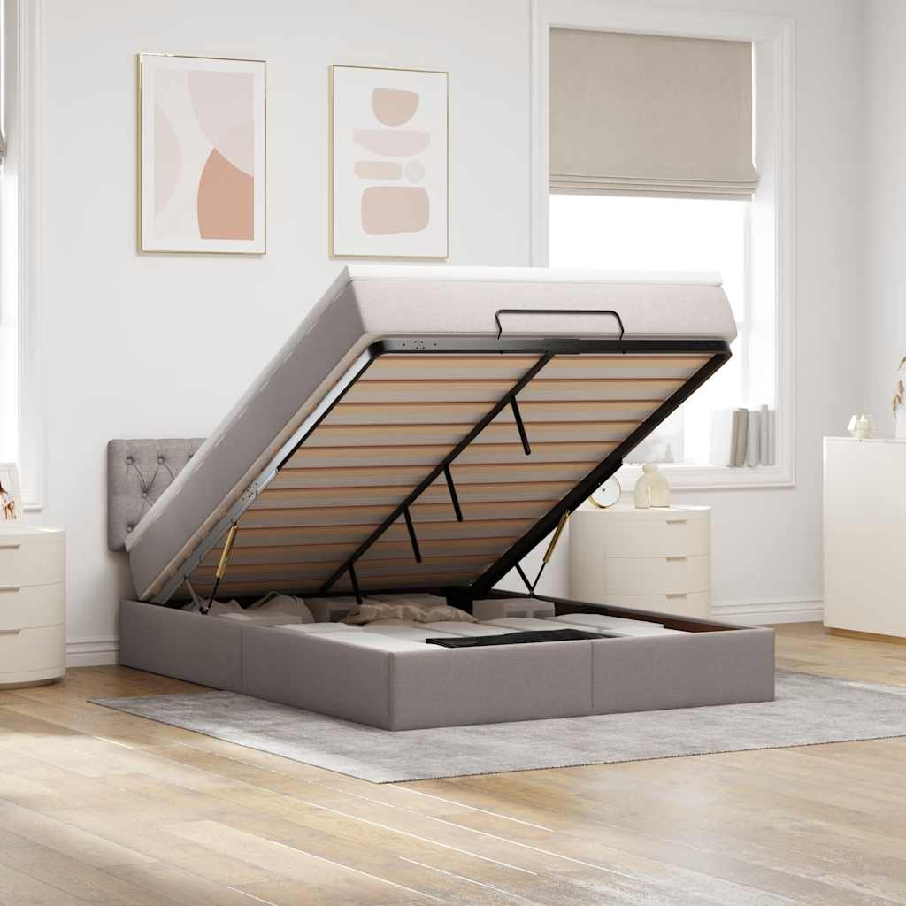 Pouf Letto con Materasso Tortora 140x190 cm in Tessuto | homemem39