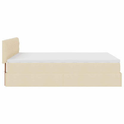 Pouf Letto con Materasso Crema 140x190 cm in Tessuto