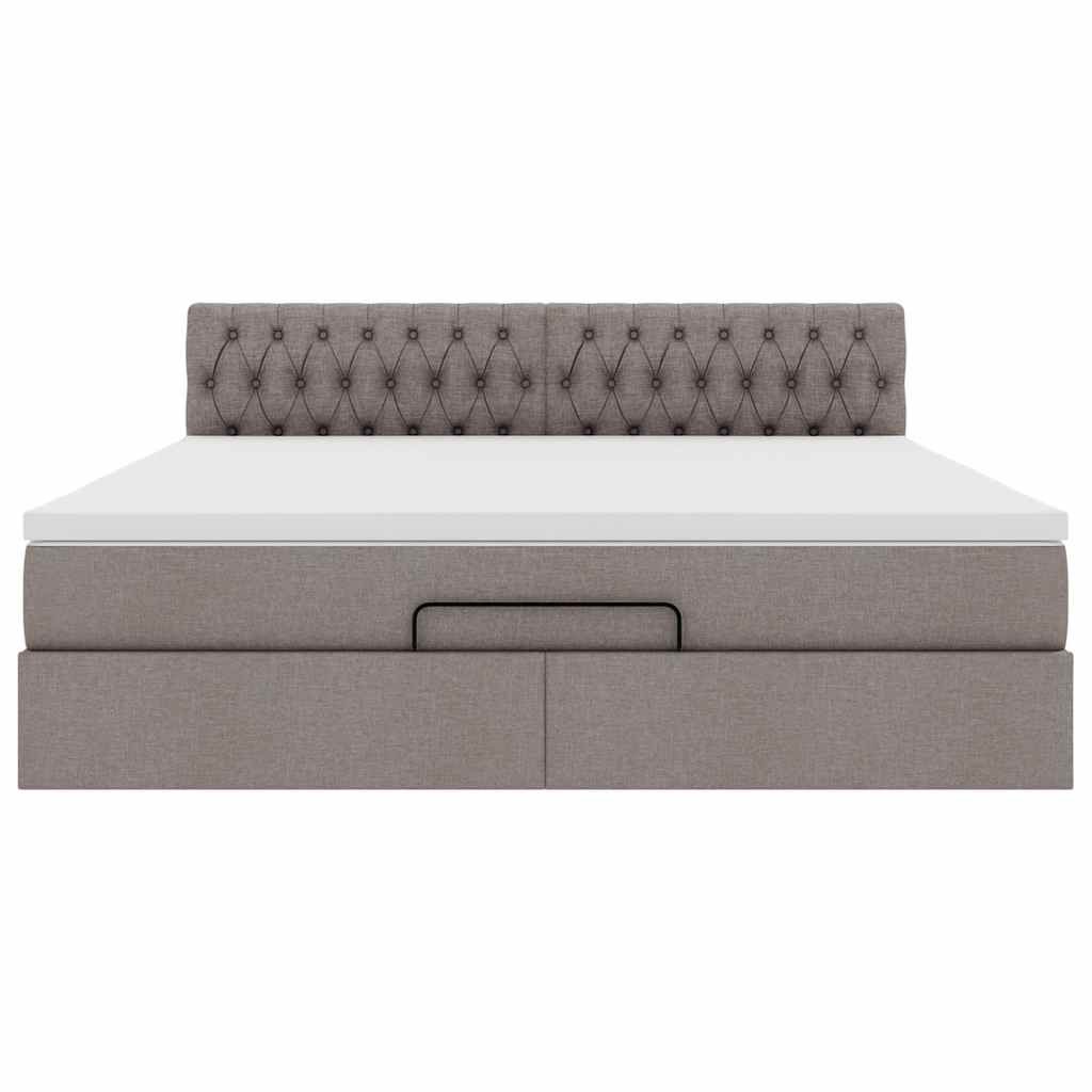 Struttura Letto Pouf con Materasso Tortora 160x200cm in Tessuto