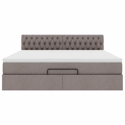 Struttura Letto Pouf con Materasso Tortora 160x200cm in Tessuto