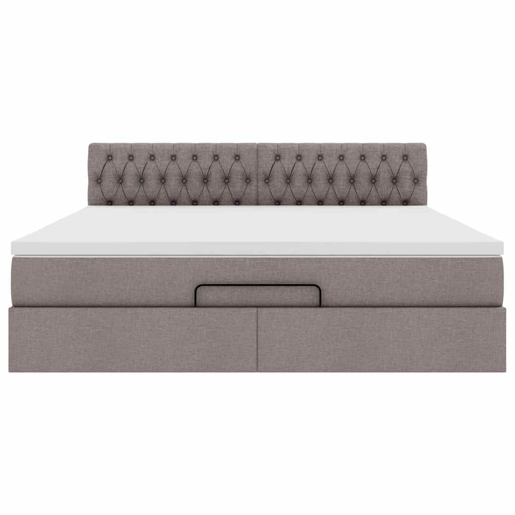 Struttura Letto Pouf con Materasso Tortora 180x200cm in Tessuto