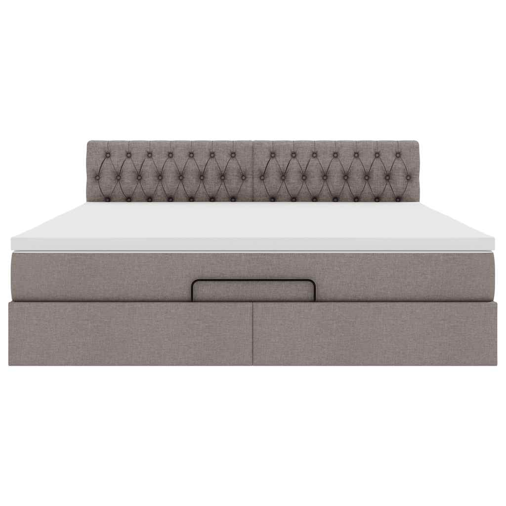 Struttura Letto Pouf con Materasso Tortora 180x200cm in Tessuto