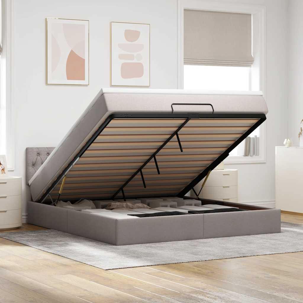 Struttura Letto Pouf con Materasso Tortora 180x200cm in Tessuto
