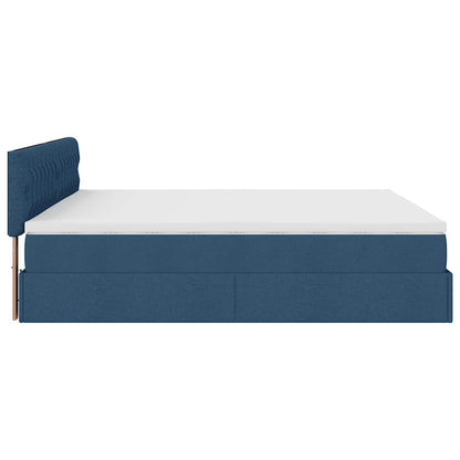 Struttura Letto Pouf con Materasso Blu 180x200cm in Tessuto