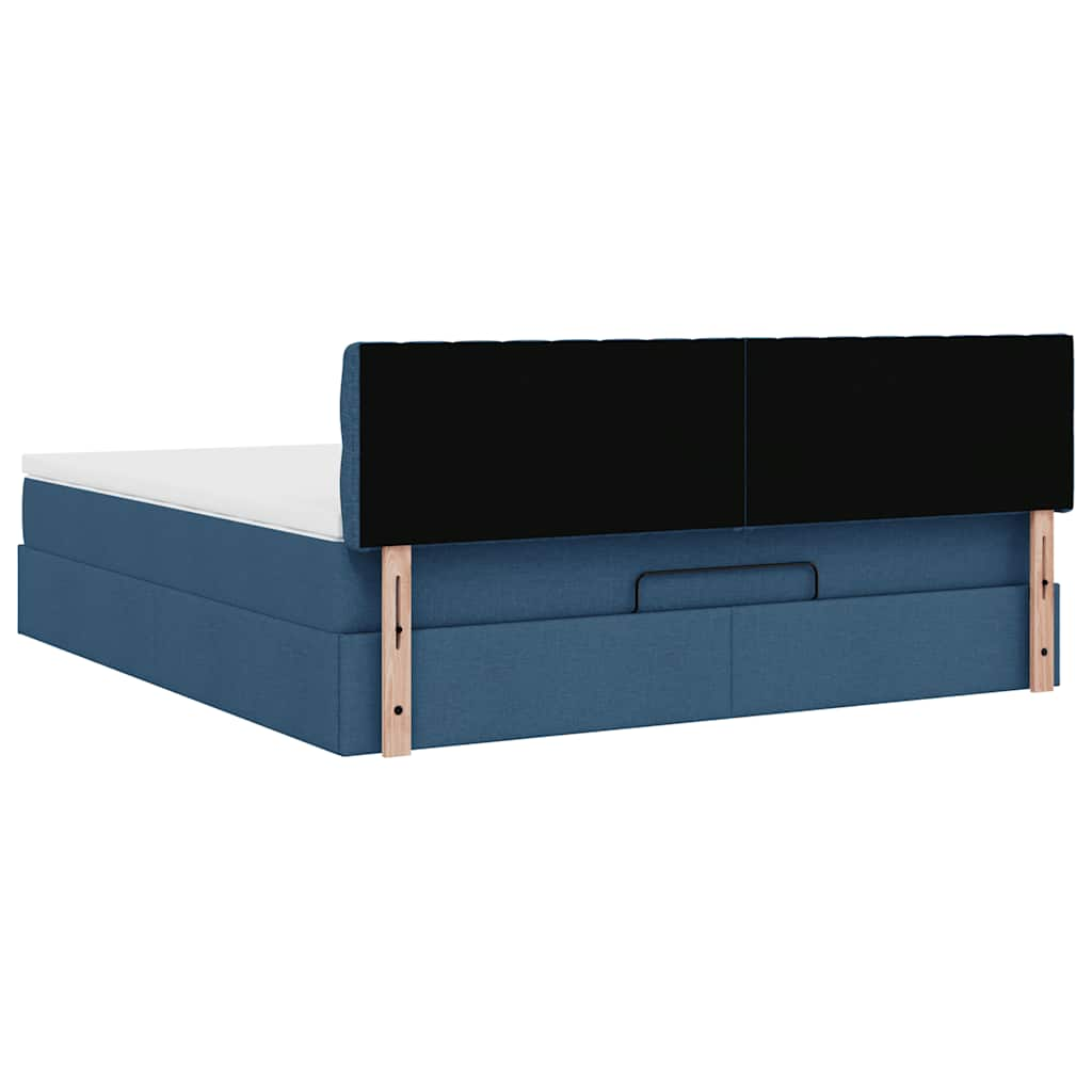 Struttura Letto Pouf con Materasso Blu 180x200cm in Tessuto