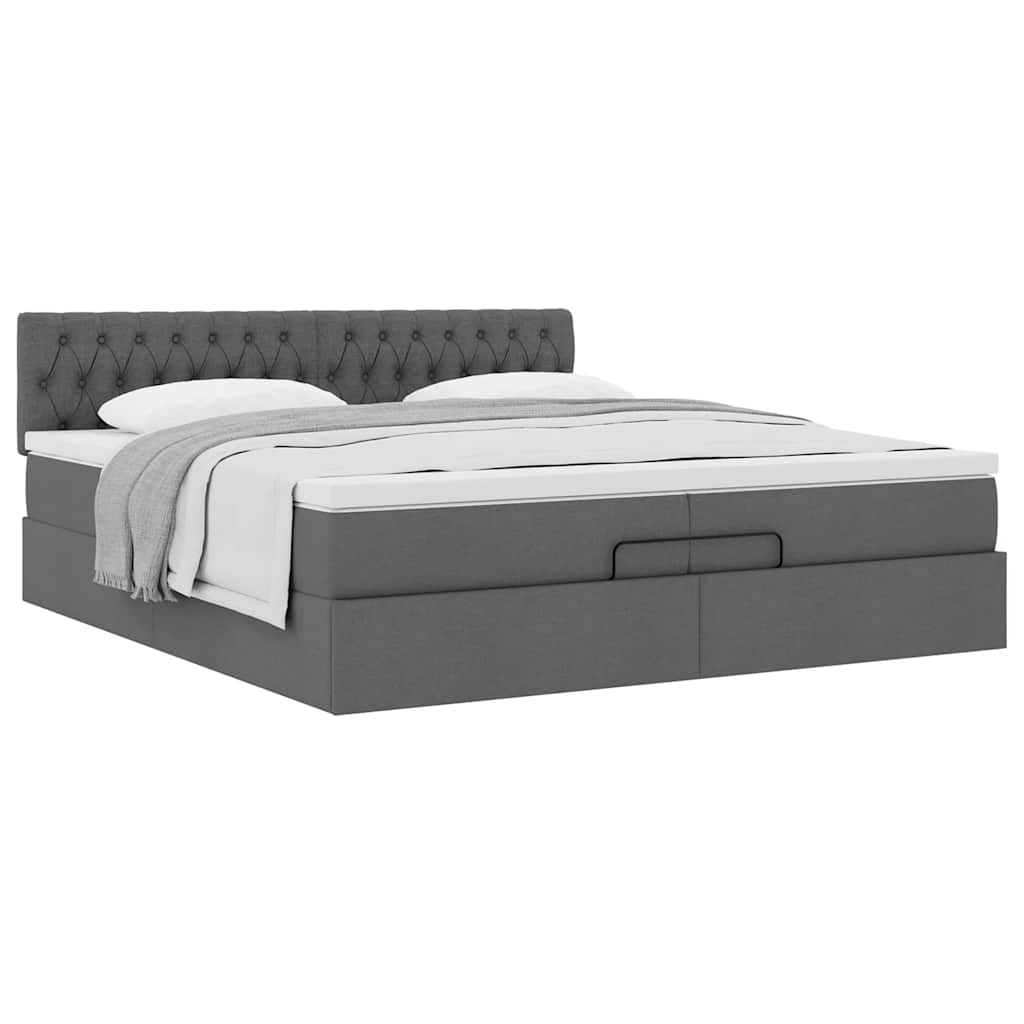 Struttura Letto Pouf con Materasso 200x200 cm in Tessuto | homemem39