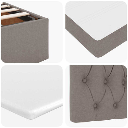 Struttura Letto Pouf con Materasso Tortora 200x200 cm Tessuto