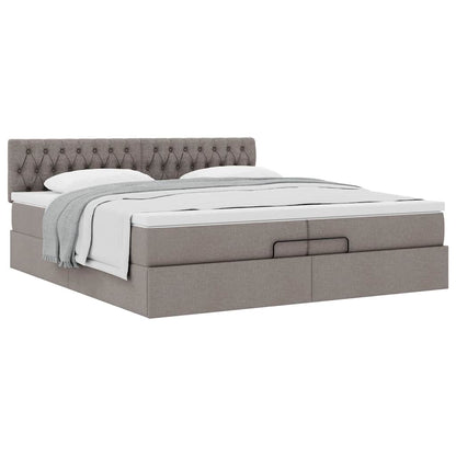 Struttura Letto Pouf con Materasso Tortora 200x200 cm Tessuto | homemem39