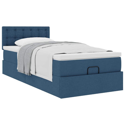 Struttura Letto Pouf con Materasso Blu 80x200 cm in Tessuto | homemem39
