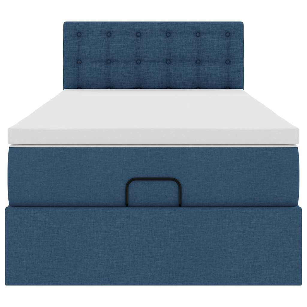 Struttura Letto Pouf con Materasso Blu 80x200 cm in Tessuto | homemem39