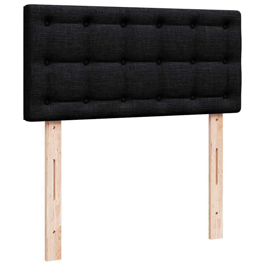 Struttura Letto Pouf con Materasso Nero 90x190 cm in Tessuto