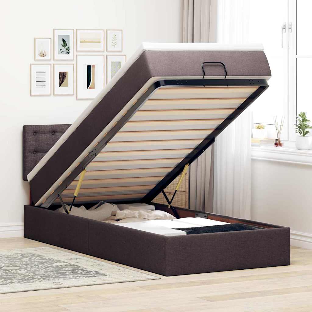 Struttura Letto Pouf con Materasso 90x190 cm in Tessuto | homemem39