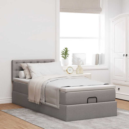 Struttura Letto Pouf con Materasso Tortora 90x190 cm in Tessuto