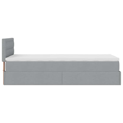 Pouf Letto con Materasso Grigio Chiaro 90x200 cm in Tessuto