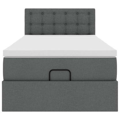 Pouf Letto con Materasso Grigio Scuro 90x200 cm in Tessuto
