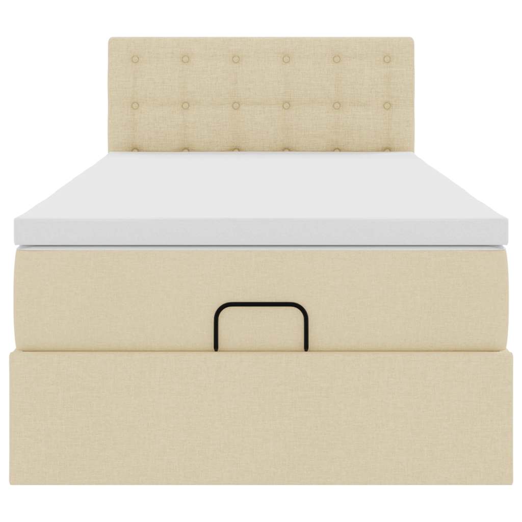Pouf Letto con Materasso Crema 90x200 cm in Tessuto | homemem39