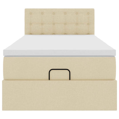Pouf Letto con Materasso Crema 90x200 cm in Tessuto | homemem39