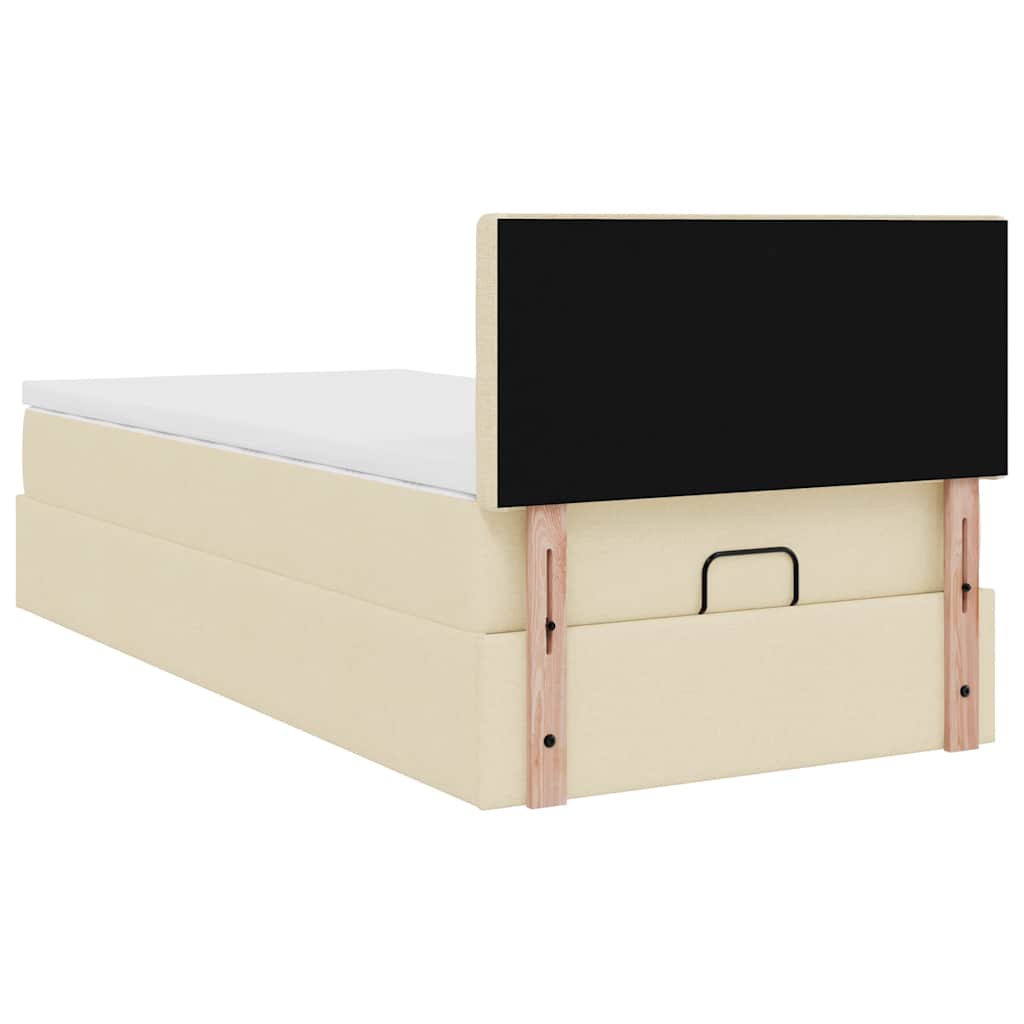 Pouf Letto con Materasso Crema 90x200 cm in Tessuto | homemem39
