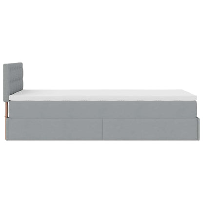 Pouf Letto con Materasso Grigio Chiaro 100x200 cm in Tessuto - homemem39