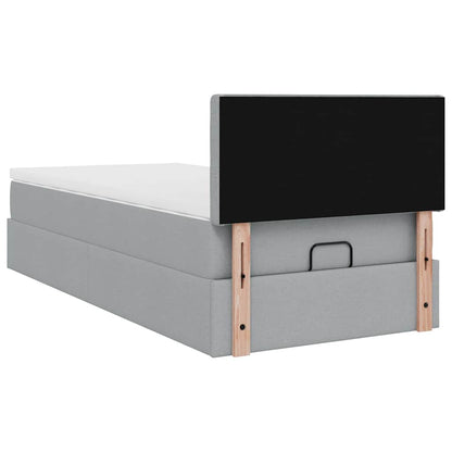 Pouf Letto con Materasso Grigio Chiaro 100x200 cm in Tessuto