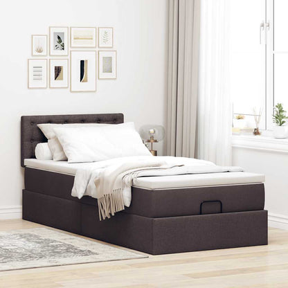 Pouf Letto con Materasso Marrone Scuro 100x200 cm in Tessuto - homemem39