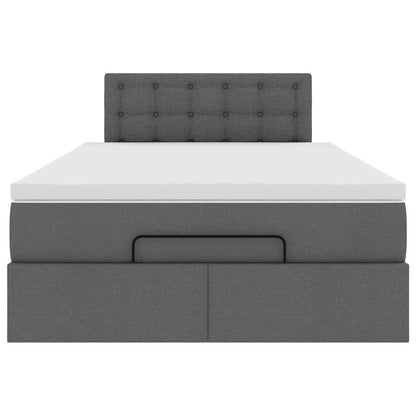 Pouf Letto con Materasso Grigio Scuro 120x190 cm in Tessuto