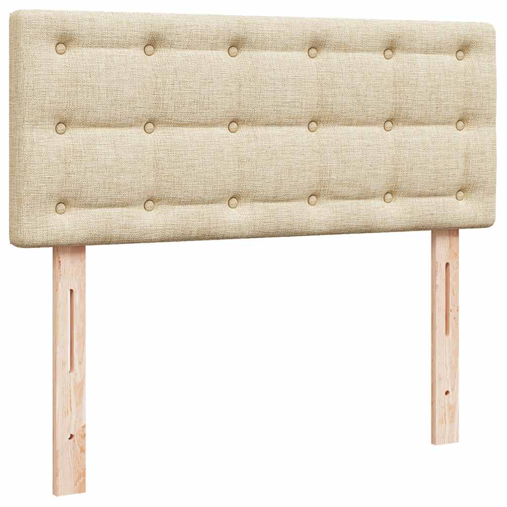 Struttura Letto Pouf con Materasso Crema 120x190 cm in Tessuto