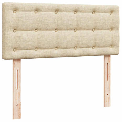 Struttura Letto Pouf con Materasso Crema 120x190 cm in Tessuto