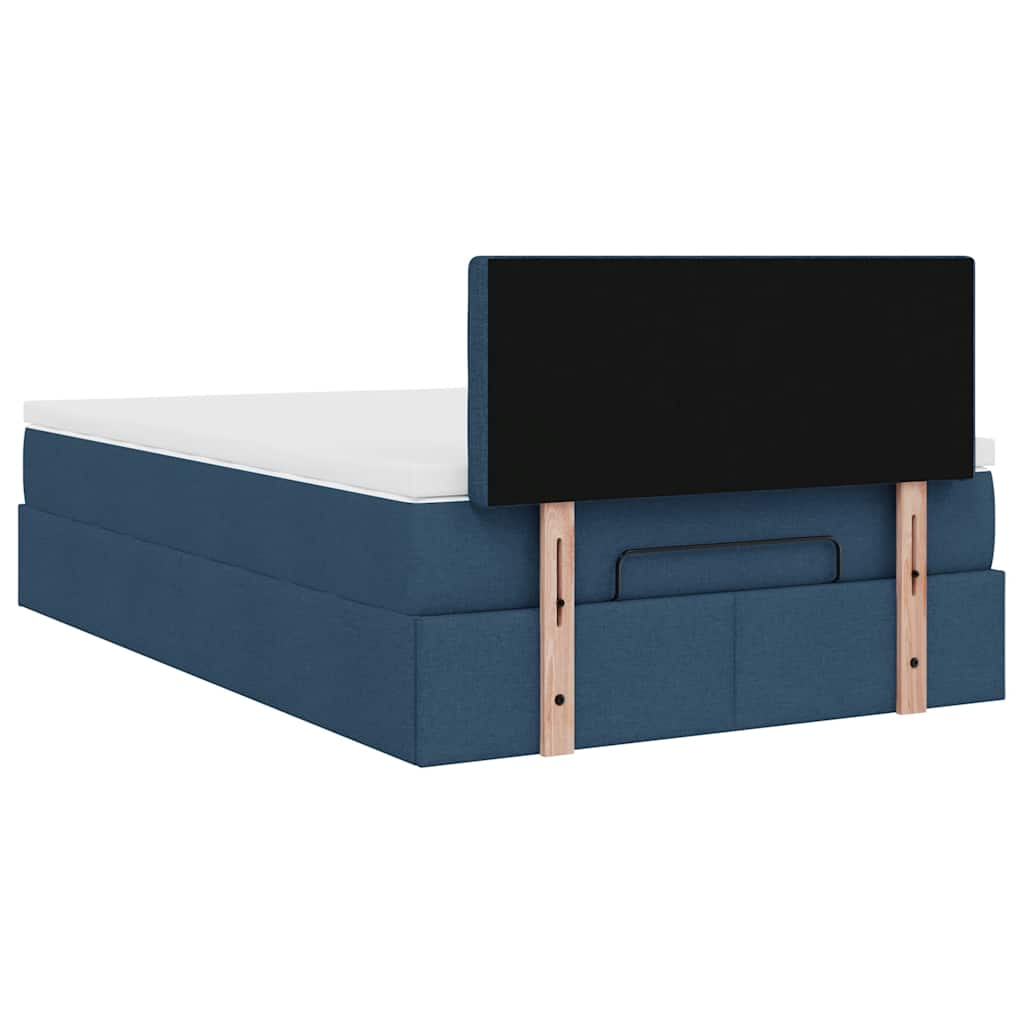 Struttura Letto Pouf con Materasso Blu 120x190 cm in Tessuto