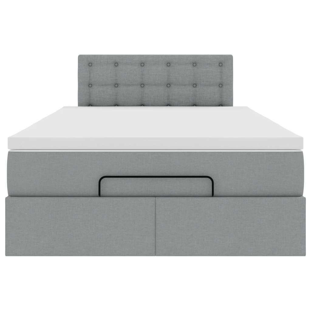 Pouf Letto con Materasso Grigio Chiaro 120x200 cm in Tessuto