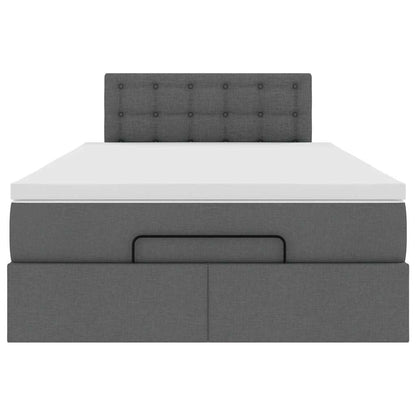 Pouf Letto con Materasso Grigio Scuro 120x200 cm in Tessuto