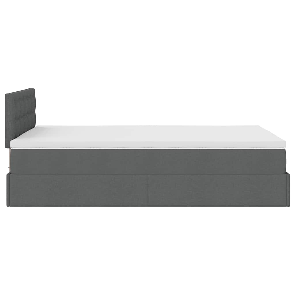 Pouf Letto con Materasso Grigio Scuro 120x200 cm in Tessuto